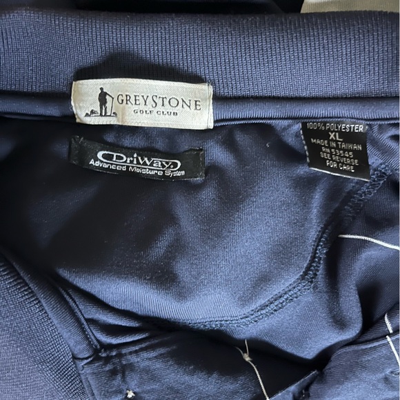 Greystone Golf Club Ole Miss Navy Blue Striped Mens Polo XL Driway Moisture Wick - Picture 2 of 6
